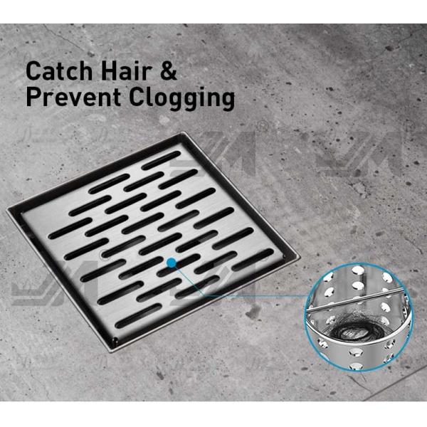 5.25 Inch Modern Square Shower Drain Stainless Steel 304 Material With Removable Grate