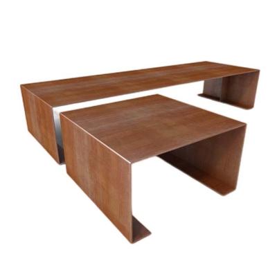 Banco exterior da altura 40cm Rusty Red Corten Steel Park com tamborete de Optinal