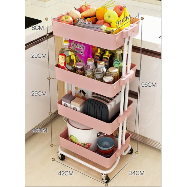 Wear Resistant Kitchen 45KG Bearing ABS 3 Shelf Trolley