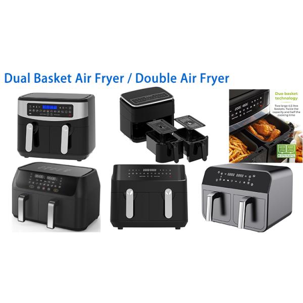 4.5L Fritadora de aire doble con 2 cestas Ver a través de la ventana de vidrio SYNC Cocinar Dos cajones