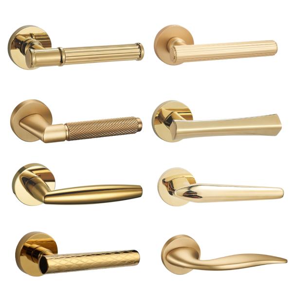 Safety Wooden Bedroom Silver Gold House Door Handle Interior Design Door Locks
