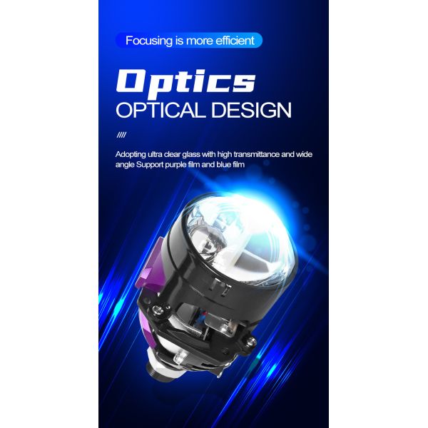 2.5 Inch Bi LED Projector Headlight 60W Dual Beam Ultra Bright 12V High Brightness
