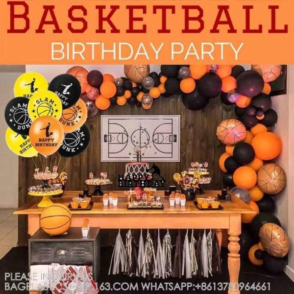 Wholesale Birthday Basketball Theme Party Supplies 9 Inch Plate 10 People Set Party Decoration