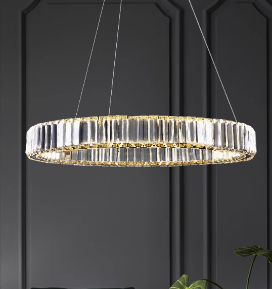 Crystal Chandelier Round Led Hotel Room Lighting Gold stainless steel Lamp