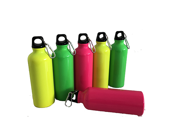 Multi Colored 600ml Sports Aluminum Hiking Water Bottle with Fluorescent Painting