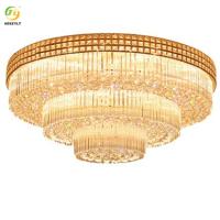 Base d'ampoule E14 de lampe de plafond en cristal menée moderne d'or de luxe classique