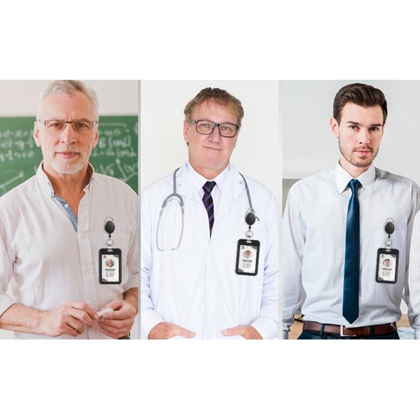 Pack Badge Holder Retractable Clip Heavy Duty Reels With Vertical Sliding ID Badge Holder Black Hard Plastic For Women Nurse Teacher Student