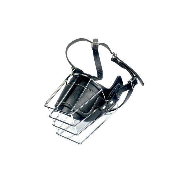 Metal and Leather Durable Basket Dog Muzzle for Large Dogs Anti-Biting