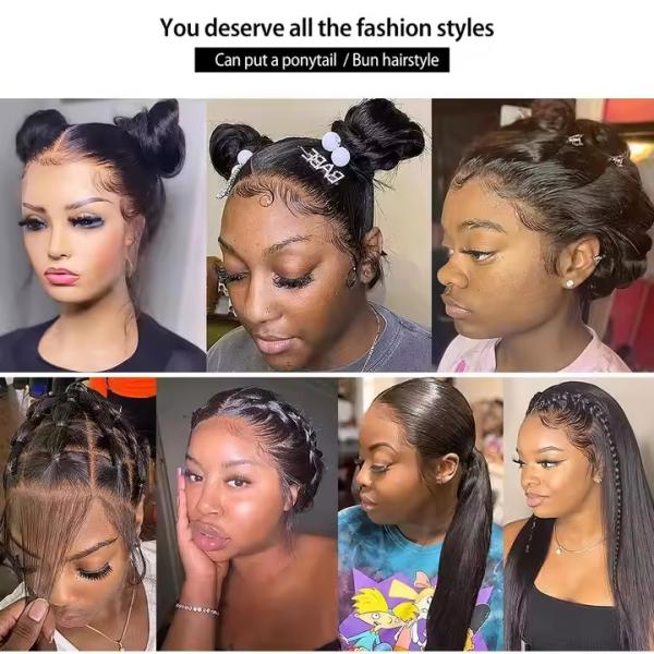 13x4  Transparent Lace Front Wig Bone Straight Human Hair Wig PrePlucked
