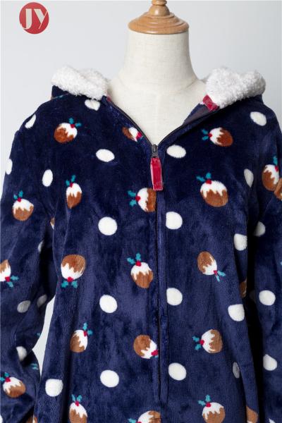 Super Soft  printed Adult hoodie plush Onesie breathable footed pajamas Family Sleepwear OEM