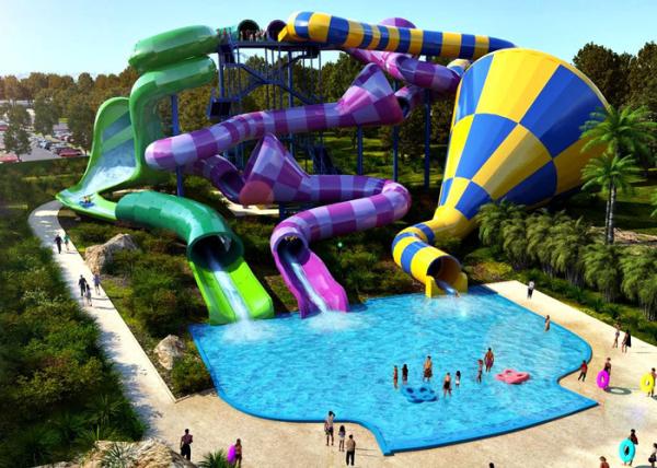 Amusement Park Spiral Water Slide , Giant Water Slide Applied Residential Area