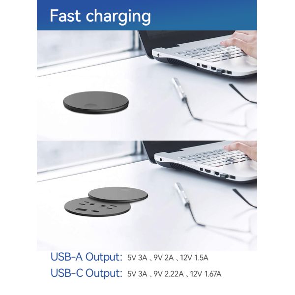 Powered Desktop Grommet Outlet Waterproof ETL Certificated