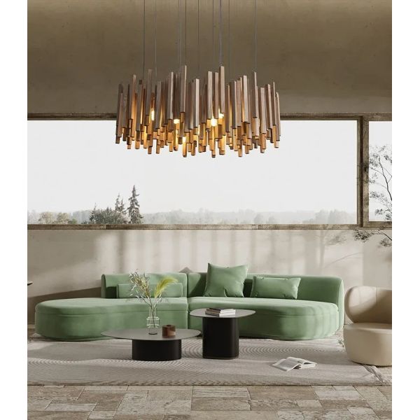 Dining Living Room Farmhouse Kitchen Table Solid Wood Led Pendant Chandelier Lamp Retro Wooden Hanging Chandelier (WH-VP-320)