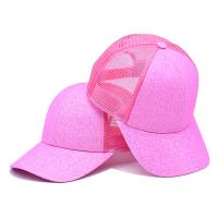 Chapeau 100% adulte de camionneur de Front Panels Precurved Bill Pink de scintillement de polyester de chapeau de camionneur de BSCI