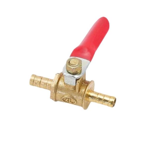Water Supply 180 Degree Operation Handle Round Pipe Brass Ball Valve Shut Off Valve Switch with 6mm Hose Barb Connector