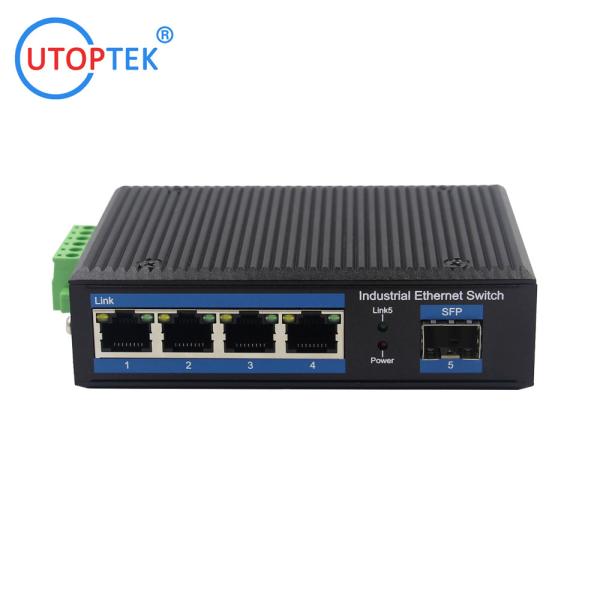 industrial Unmanaged 4x10/100/1000Base-T to 1x1000M-Fx SFP DIN Rail DC12-52V power ethernet switch