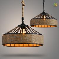 Lumière pendante nordique de corde de chanvre pour le restaurant Yurt de magasin d'habillement