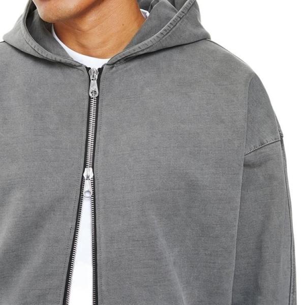 Logotipo personalizado respirável Homem 100% de algodão Hoodie Francês Terry Zipper Up Oversized