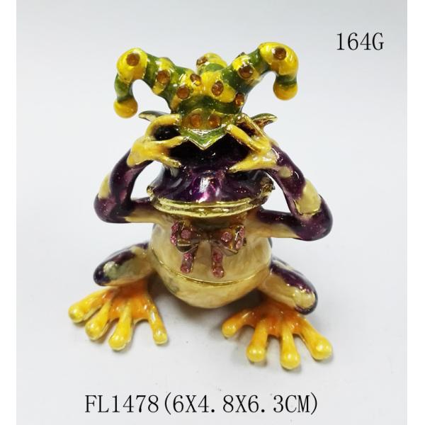 Chimbing frog hinged trinket box metal trinket box treasure box metal jewelry box