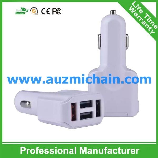 Fireproof Private new mould car charger type-C Quick car charger 2 USB 3 usb car charger