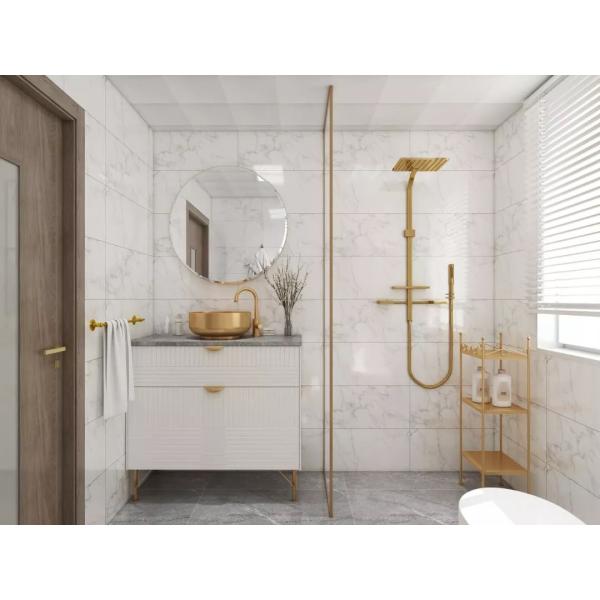 YALIG Customized Counter Wash Basin Wooden White Cabinet Bathroom Vanity Cabinets with Silver Mirror