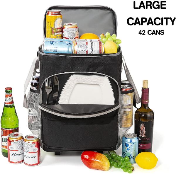 Picnic Insulated Trolley Cooler Bag With Wheels Cart Keep Cool Warm 2x8x15