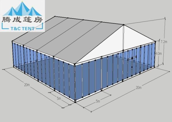High Reinforced Aluminum Outdoor Wedding Tents With Sidewalls Glass Cover 20x20m