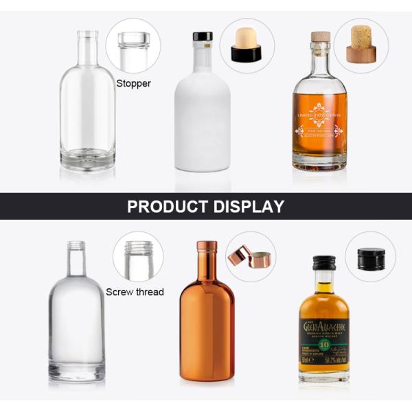 Acceptable Customer's Logo Tall Glass Liquor Bottle for Vodka Gin Tequila Brandy
