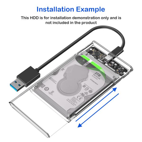 2.5 Inch Transparent SATA HDD Case USB 3.0 External Enclosure