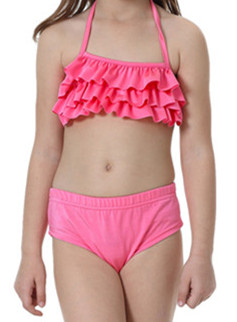 2Pcs Mermaid Tail Swimsuit , Princess Ruffles Mmermaid Bikini Set For Kids Girls