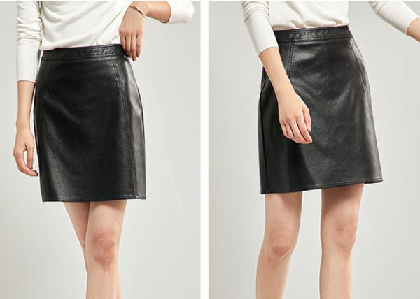 Pleather A Shape Short Ladies Dress Skirt Texture PU Elegant High Waist Slim Skirt