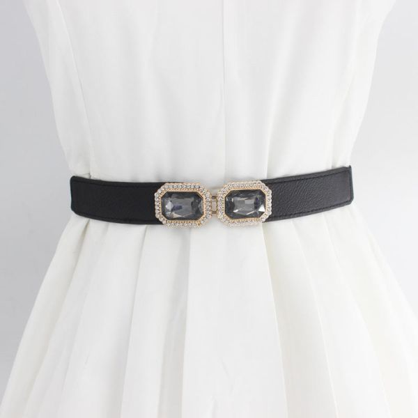 For Women Floral Gold Buckle Wide Cinch Belts Vintage Elastic Waist Belt