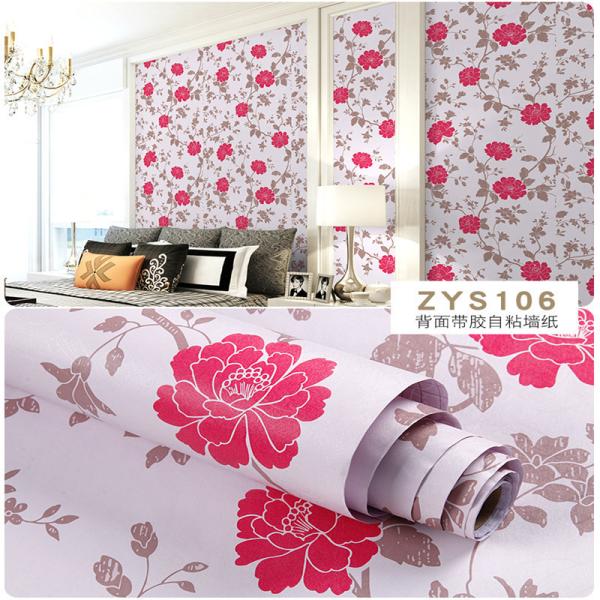 Pink Floral Wallpaper Self Adhesive 45CM Wallpaper Waterproof Moistureprooof