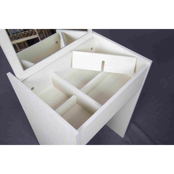 White Storage Desk Home Wood Furniture With Lifted Mirror / 6 Knock Down Shelves