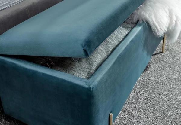 Upholstered Blue Living Room Storage Ottoman Practical For Home Office