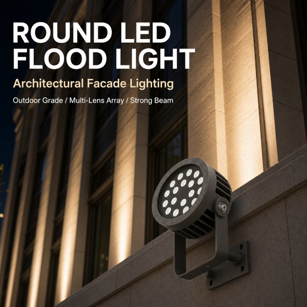 High Lumen Round Outdoor LED Flood Lights With 20 Lens Array for Industrial Warehouses