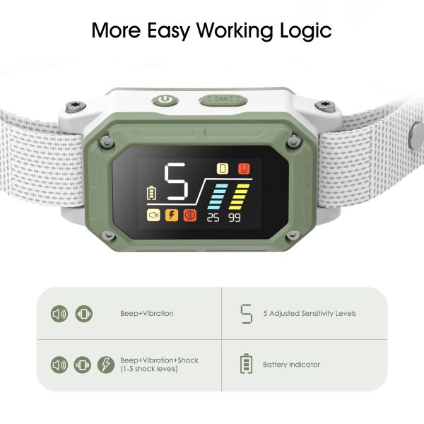 Automatic AI Intelligent Recognition Dog Training Collar IPX7 Waterproof Rechargeable Battery >20 Hours Bark Control Barking