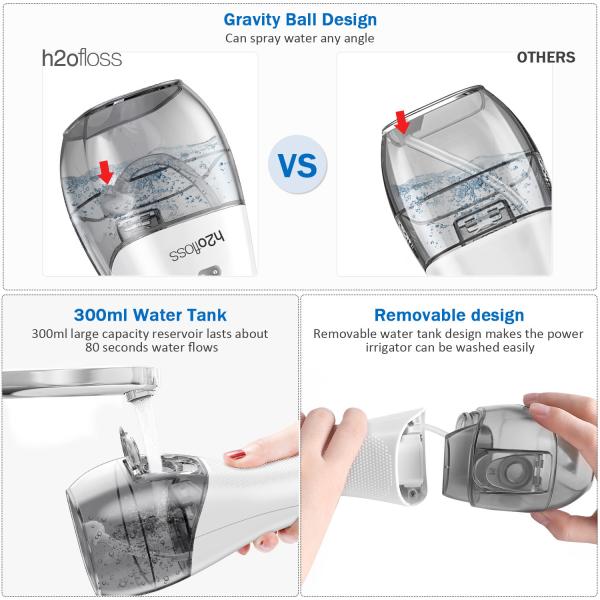 2500mah Ultrasonic Teeth Cleaner 5 Modes Handheld Water Flosser Portable Powerful Oral Irrigator