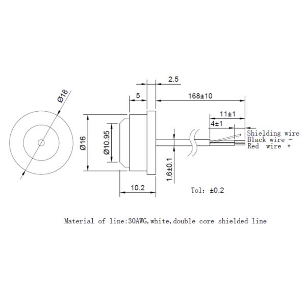 Aplicación de sensor de flujo de gas de 200 kHz para medidor de gas. Detección de aire. Cable y conector personalizables.