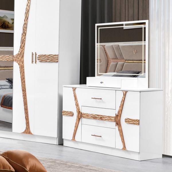 Turkish Luxury Style Wooden Frame King Size Bed Set Led Headboard Modern Classic Full Home Wood Bedroom Sets Furniture