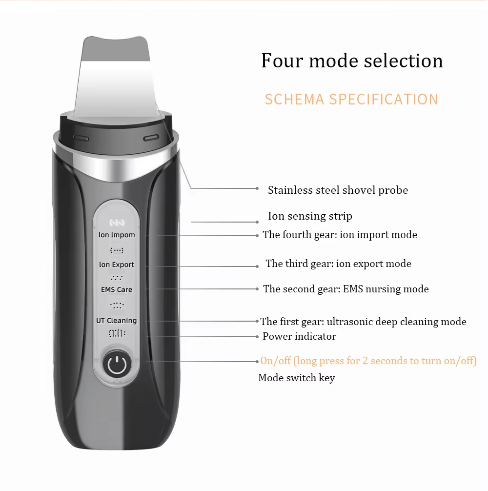 Ultrasonic Skin Scrubber with 4 Modes LCD Display and USB-C Charging for Deep Pore Cleansing