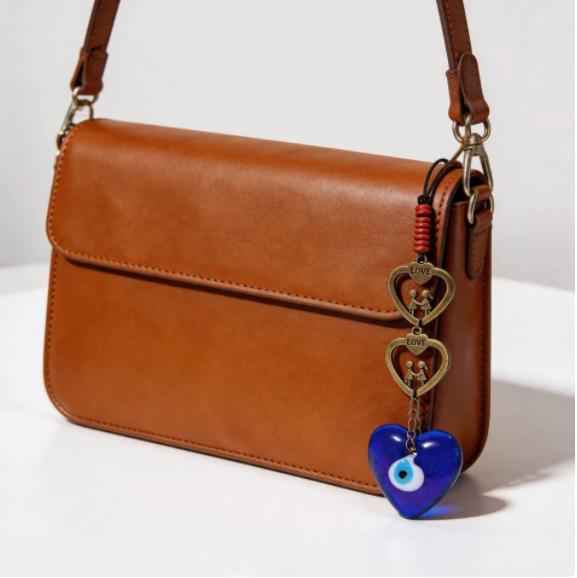 GUGEER Evil Eye Heart Keychains Bag Purse Keychains Good Luck Amulet protection Charm Keychains for Women Men