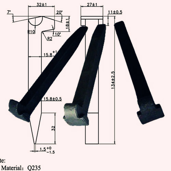Galvanice el grado ferroviario Q235/35# 5,6 del oído de Doule de los puntos del durmiente del punto del perro