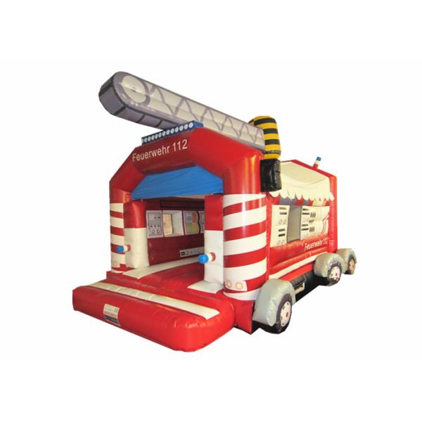 Firetruck Commercial Bounce House Quadruple Stitching  , Inflatable Jumping Castle 5 X 6m