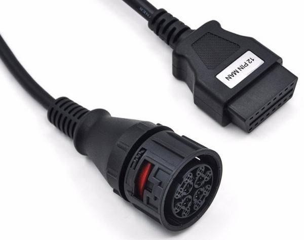 OBD OBD2 OBDII 16 Pin J1962 Female to MAN 12 Pin Connector Cable