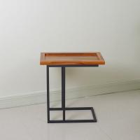Couleur latérale H58cm de teck de Tableau de café rectangulaire avec des jambes en métal