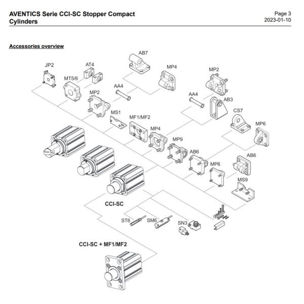 Aventics Pneumatic Piston Rod Cylinder CCI-SC R452000627 Compact Stopper Cylinder