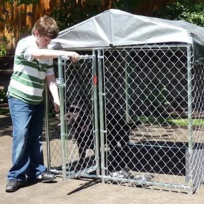 Outdoor Heavy Duty Wire Mesh Large Dog Cage Kennel With Waterproof Top And Sunshade For Farm Garden