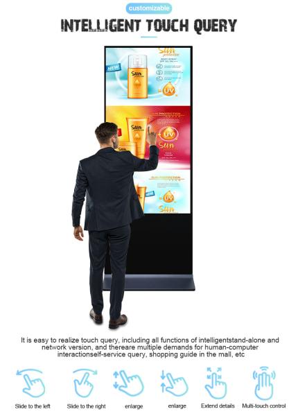 Video 3D HD Display interactivo Reproductor de publicidad Reproductores de LCD 75 pulgadas Totem Digital Signage Quiosco Centro comercial