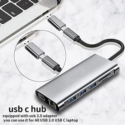 12 In 1 Dual Hdmi Usb C Hub USB C Docking Station Adapter VGA Ethernet 100W PD